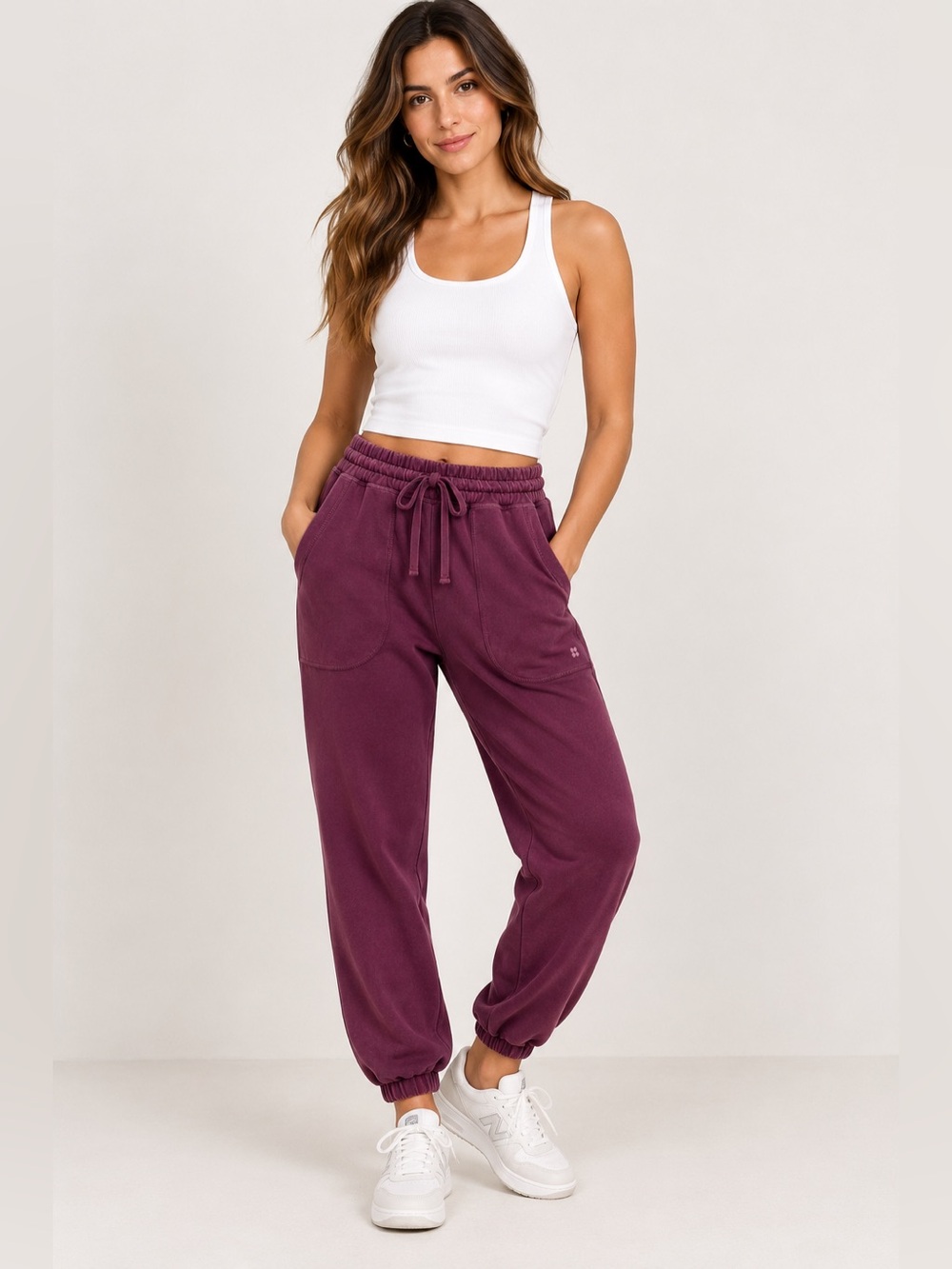 Sweaty Betty Sand Wash Cuffed Jogger Pants Plum Purple Soft Touch NWT Small